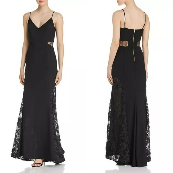 AQUA Lace-Inset Gown - Black - Picture 1 of 11